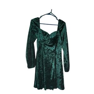 Long Sleeve Crushed Velvet Corset Lace-Up Back Dress